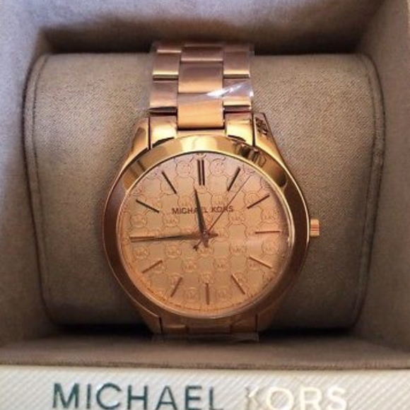 NWT Michael Kors Slim Runway Rose Gold Monogram - Picture 4 of 4